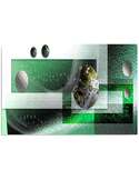 Tableau bois la composition du metal 3 vert, abstrait
