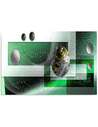 Tableau bois la composition du metal 3 vert, abstrait
