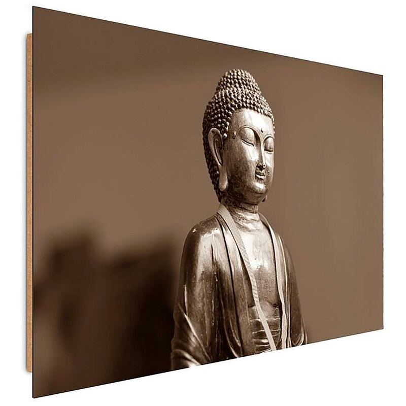 Tableau BOUDDHA SUR UN FOND BRUN imprimé sur bois - par Feeby