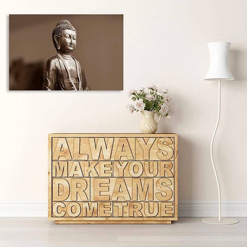 Tableau BOUDDHA SUR UN FOND BRUN imprimé sur bois - par Feeby