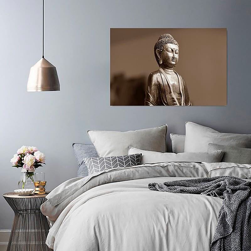Tableau BOUDDHA SUR UN FOND BRUN imprimé sur bois - par Feeby