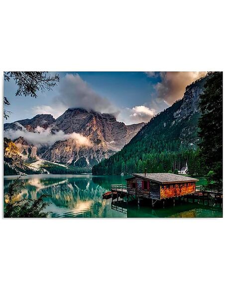 Tableau MAISON SUR L’EAU imprimé sur toile - par Feeby