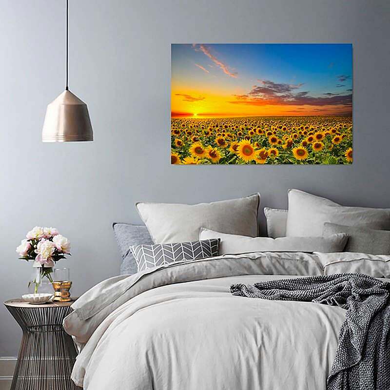 Tableau PAYSAGE TOURNESOLS imprimé sur toile - par Feeby