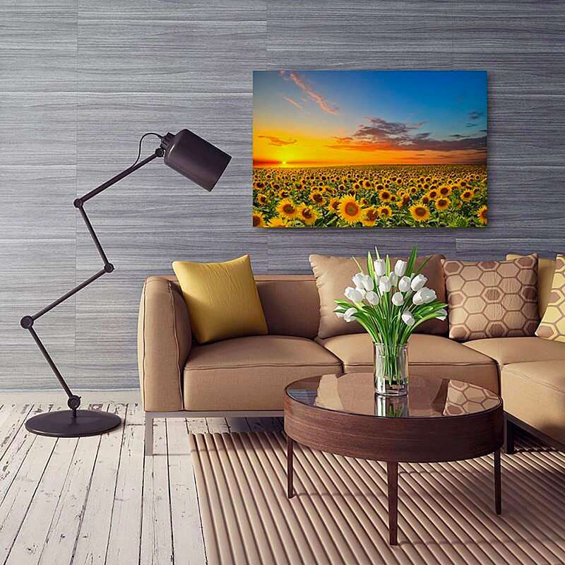 Tableau PAYSAGE TOURNESOLS imprimé sur toile - par Feeby