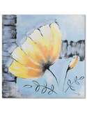 Tableau fleur jaune 3 peint à la main sur fond bleu clair