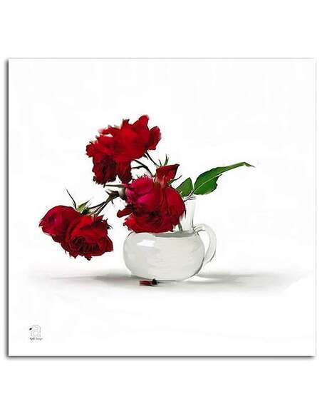 Tableau ROSES ROUGES DANS UN VASE imprimé sur toile - par Feeby