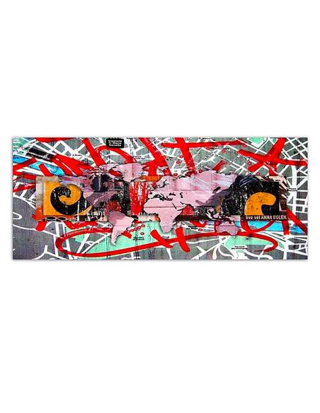 Tableau CARTE DE GRAFFITI MONDE imprimé sur toile - par Feeby