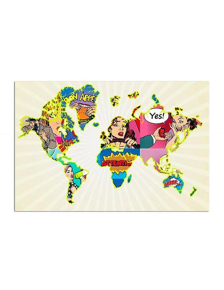 Tableau POP ART CARTE DU MONDE imprimé sur toile - par Feeby