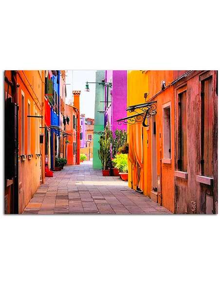 Tableau RUE COLORÉE imprimé sur toile - par Feeby