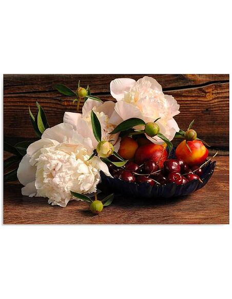 Tableau FRUITS ET FLEURS imprimé sur toile - par Feeby