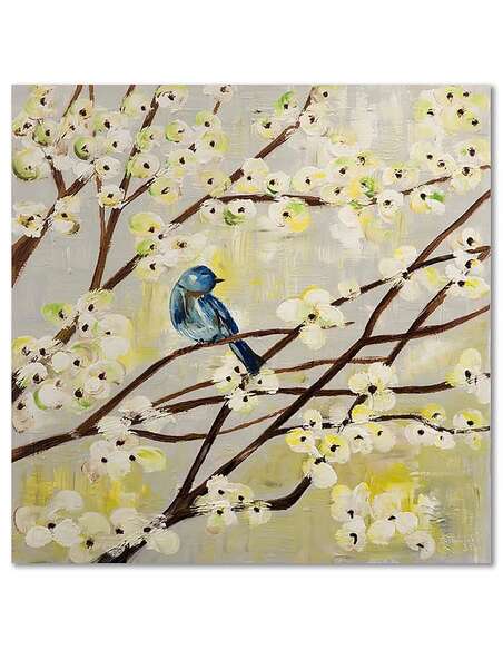 Tableau UN OISEAU SUR UNE BRANCHE imprimé sur toile - par Feeby