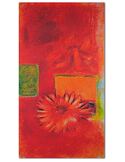 Tableau abstraction fleur rouge, rouge et orangé avec une fleur au centre