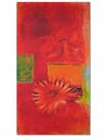 Tableau abstraction fleur rouge, rouge et orangé avec une fleur au centre