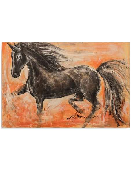 Tableau CHEVAL NOIR 1 imprimé sur toile - par Feeby