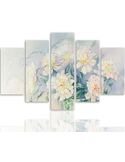 Composition de 5 tableaux FLEURS BLANCHES DANS UN POT imprimé sur toile - par Feeby