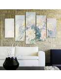 Composition de 5 tableaux FLEURS BLANCHES DANS UN POT imprimé sur toile - par Feeby