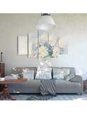 Composition de 5 tableaux FLEURS BLANCHES DANS UN POT imprimé sur toile - par Feeby