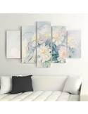 Composition de 5 tableaux FLEURS BLANCHES DANS UN POT imprimé sur toile - par Feeby