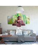 Composition de 5 tableaux LE BOUDDHA SUR LE FOND DE BAMBOU imprimé sur toile - par Feeby