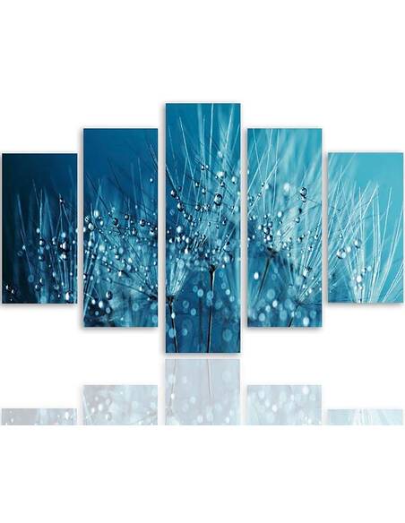 Composition de 5 tableaux LE PISSENLIT ET LA ROSÉE 2 imprimé sur toile - par Feeby