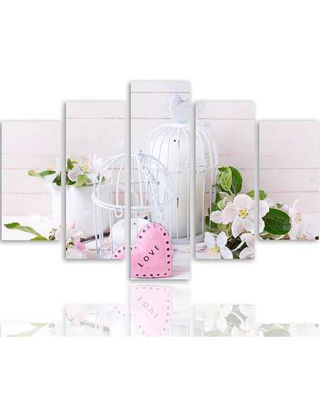 Composition de 5 tableaux POMME BRINDILLE imprimé sur toile - par Feeby