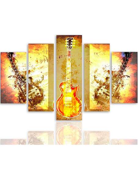 Composition de 5 tableaux GUITARE imprimé sur toile - par Feeby
