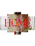 Composition de 5 tableaux UNE MAISON FLEURS imprimé sur toile - par Feeby