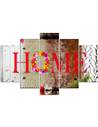 Composition de 5 tableaux UNE MAISON FLEURS imprimé sur toile - par Feeby