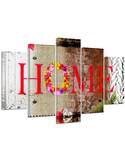 Composition de 5 tableaux UNE MAISON FLEURS imprimé sur toile - par Feeby
