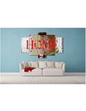 Composition de 5 tableaux UNE MAISON FLEURS imprimé sur toile - par Feeby