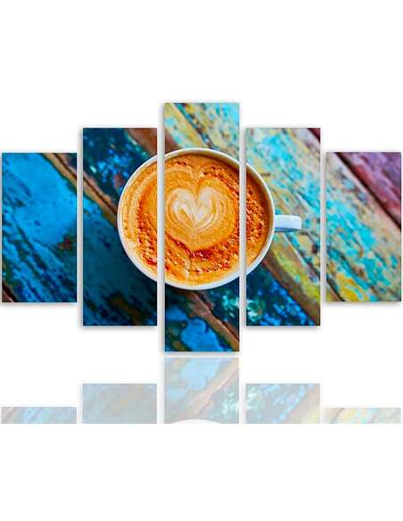 Composition de 5 tableaux 2 CAFÉ imprimé sur toile - par Feeby