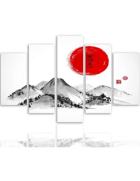 Composition de 5 tableaux PAYSAGE JAPON 3 imprimé sur toile - par Feeby
