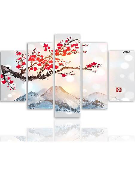 Composition de 5 tableaux LE JAPON PAYSAGE 4 imprimé sur toile - par Feeby