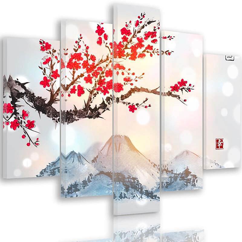 Composition de 5 tableaux LE JAPON PAYSAGE 4 imprimé sur toile - par Feeby
