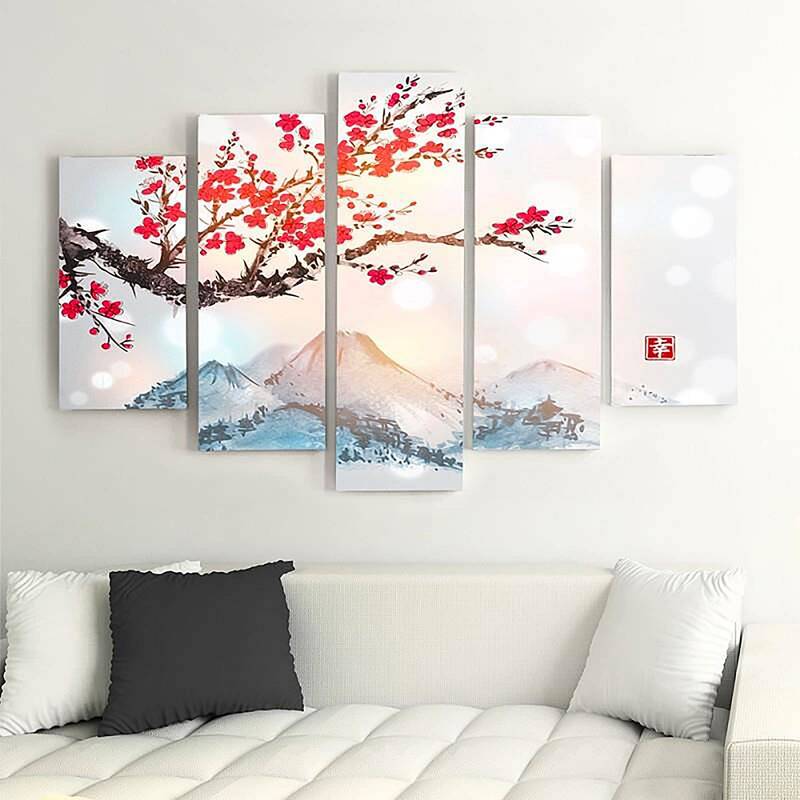Composition de 5 tableaux LE JAPON PAYSAGE 4 imprimé sur toile - par Feeby
