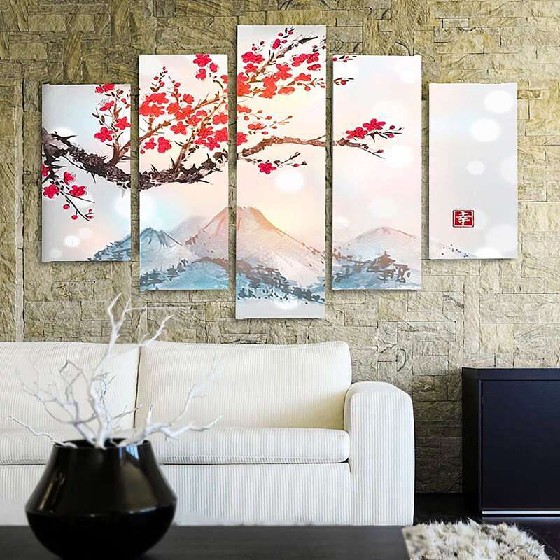Composition de 5 tableaux LE JAPON PAYSAGE 4 imprimé sur toile - par Feeby