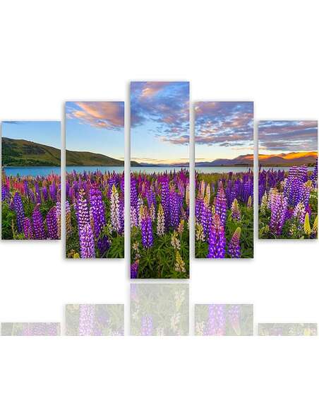 Composition de 5 tableaux CHAMP DE LAVANDE imprimé sur toile - par Feeby