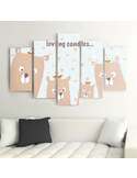 Composition de 5 tableaux A BONBONS AFFECTUEUSES imprimé sur toile - par Feeby