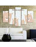 Composition de 5 tableaux A BONBONS AFFECTUEUSES imprimé sur toile - par Feeby