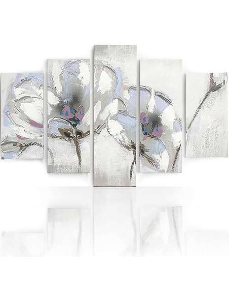 Composition de 5 tableaux A FLEURS PEINTES imprimé sur toile - par Feeby
