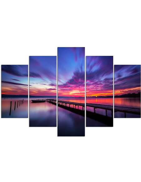 Composition de 5 tableaux CIEL PLEIN DE COULEUR imprimé sur toile - par Feeby