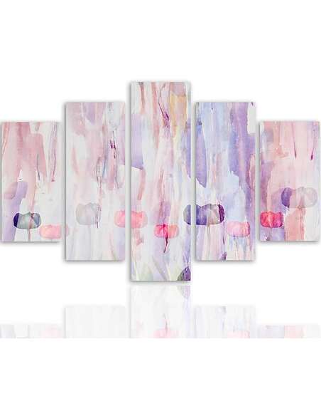 Composition de 5 tableaux 1 RÉSUMÉ PASTEL imprimé sur toile - par Feeby