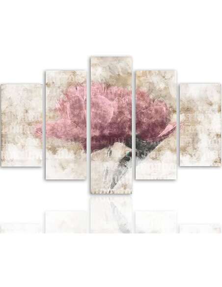Composition de 5 tableaux FLEUR PASTEL imprimé sur toile - par Feeby