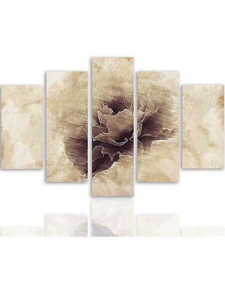 Composition de 5 tableaux FLEUR GRIS imprimé sur toile - par Feeby