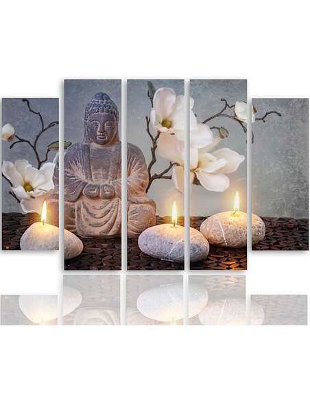 Composition de 5 tableaux BOUDDHA imprimé sur toile - par Feeby