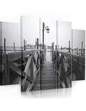 Composition de 5 tableaux UN PONT EN BOIS imprimé sur toile - par Feeby