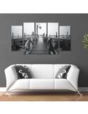 Composition de 5 tableaux UN PONT EN BOIS imprimé sur toile - par Feeby
