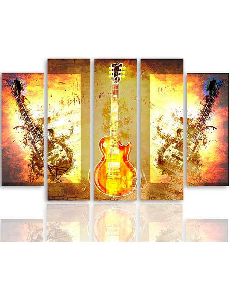 Composition de 5 tableaux GUITARE imprimé sur toile - par Feeby