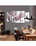 Composition de 5 tableaux CERISIER JAPONAIS imprimé sur toile - par Feeby