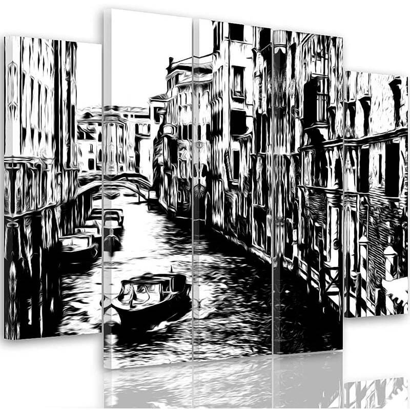 Composition de 5 tableaux CANAL DE VENISE imprimé sur toile - par Feeby